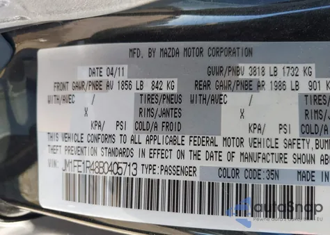 2011 Mazda Rx-8 Sport from USA, damaged, VIN JM1FE1R48B0405713